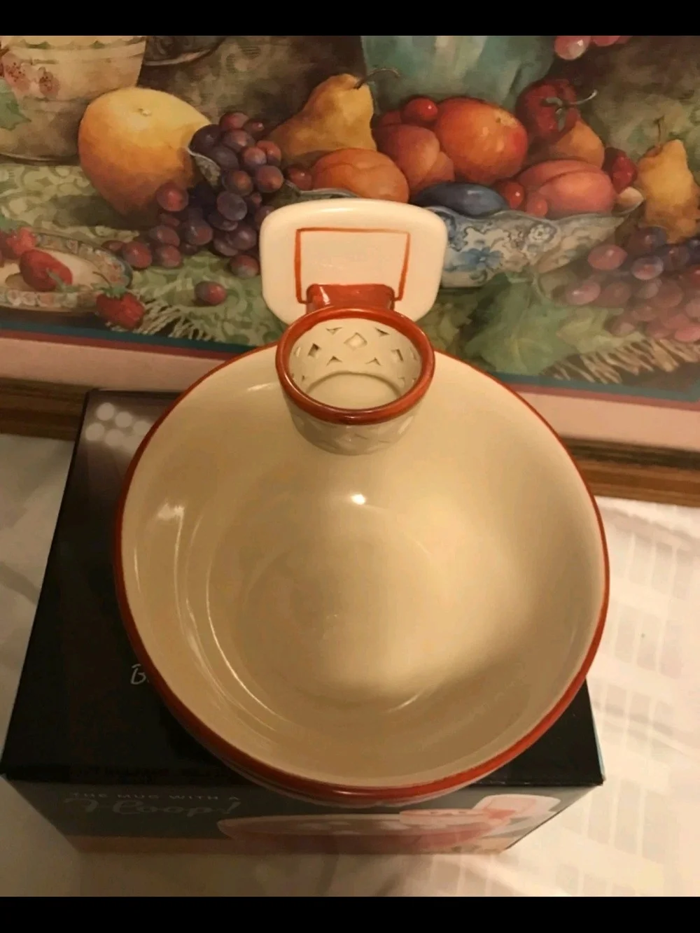 Basketball Hoop Ceramic Coffee Mug with Spoon - Orange